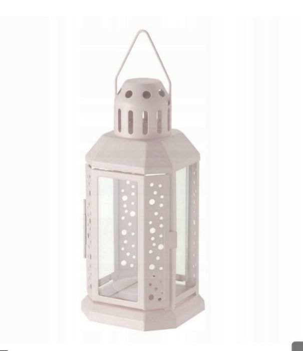 Latarenka Ikea różowa  metalowo szklana Enrum  22cm