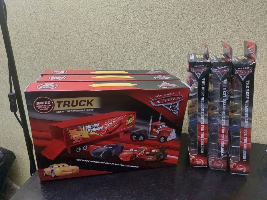 Conj 6 carros faísca McQueen + camião NOVO
