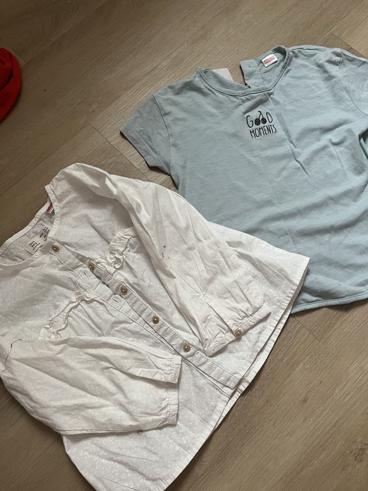 Zara koszula biała + bluzeczka 98-104