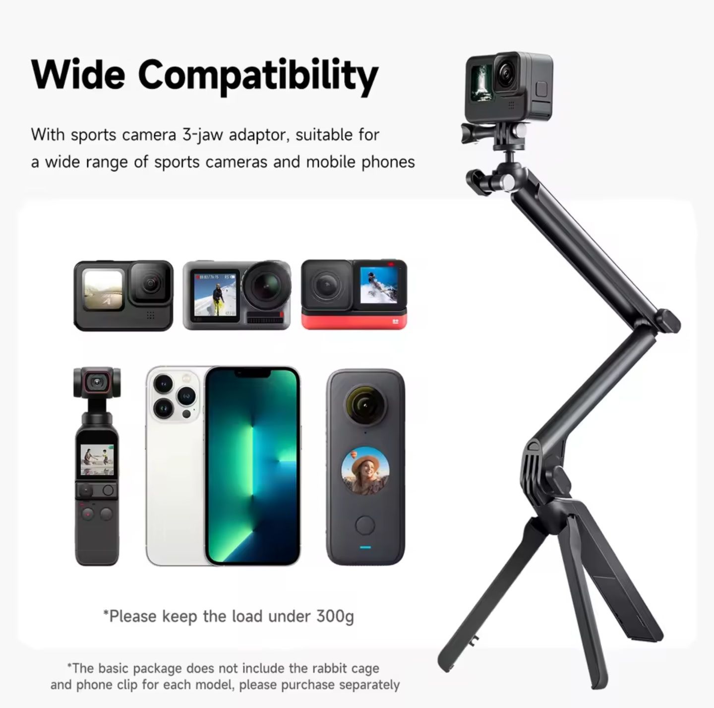 Telesin Трипод Insta360 GoPro Hero DJI Action селфи палка тройна фото