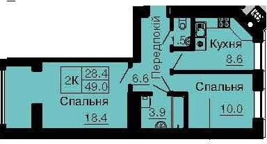 2х к. квартира 49м2 в ЖК Софія Нова від Мартинова з переоформленням.
