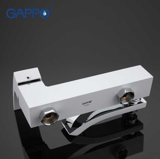 Премиум смеситель для ванны латунь белый+хром Gappo G3207-8, змішувач