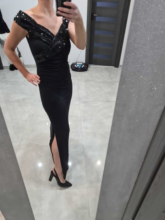 Elegancka wieczorowa, długa sukienka - wizytowa, sylwestra, wesele, M