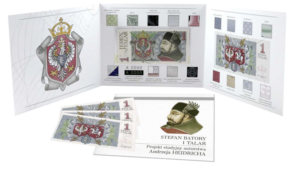 1 Talar - Stefan Batory - Projekt studyjny banknotu - 2023 - druk PWPW