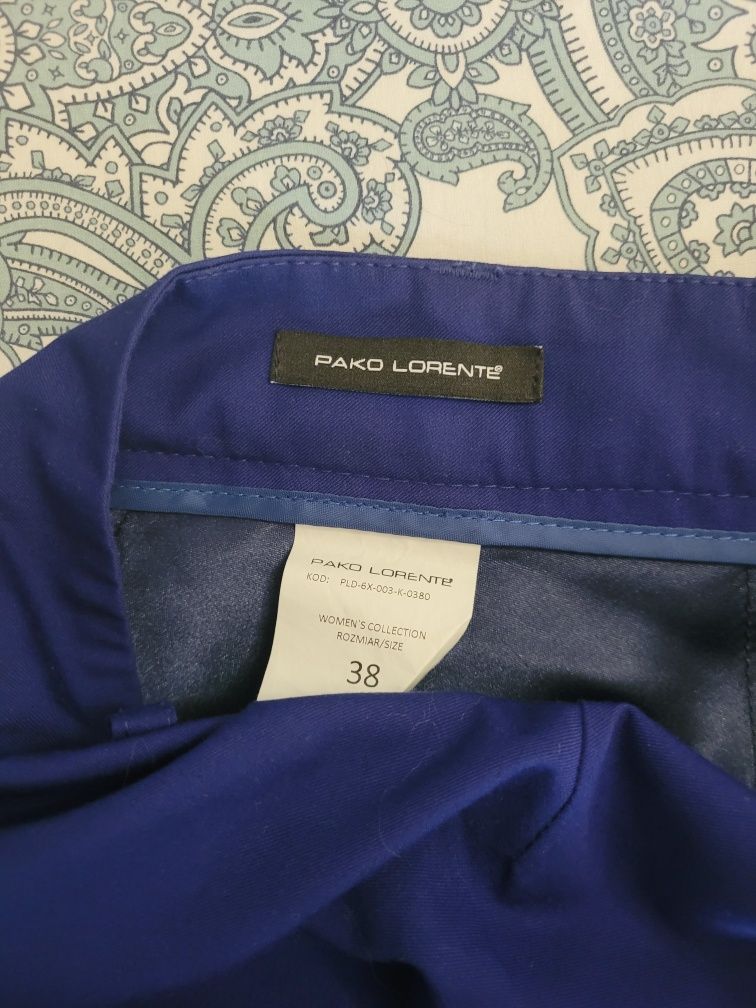 Eleganckie garniturowe spodnie z wiskozą, kobaltowe, chabrowe r.38/M