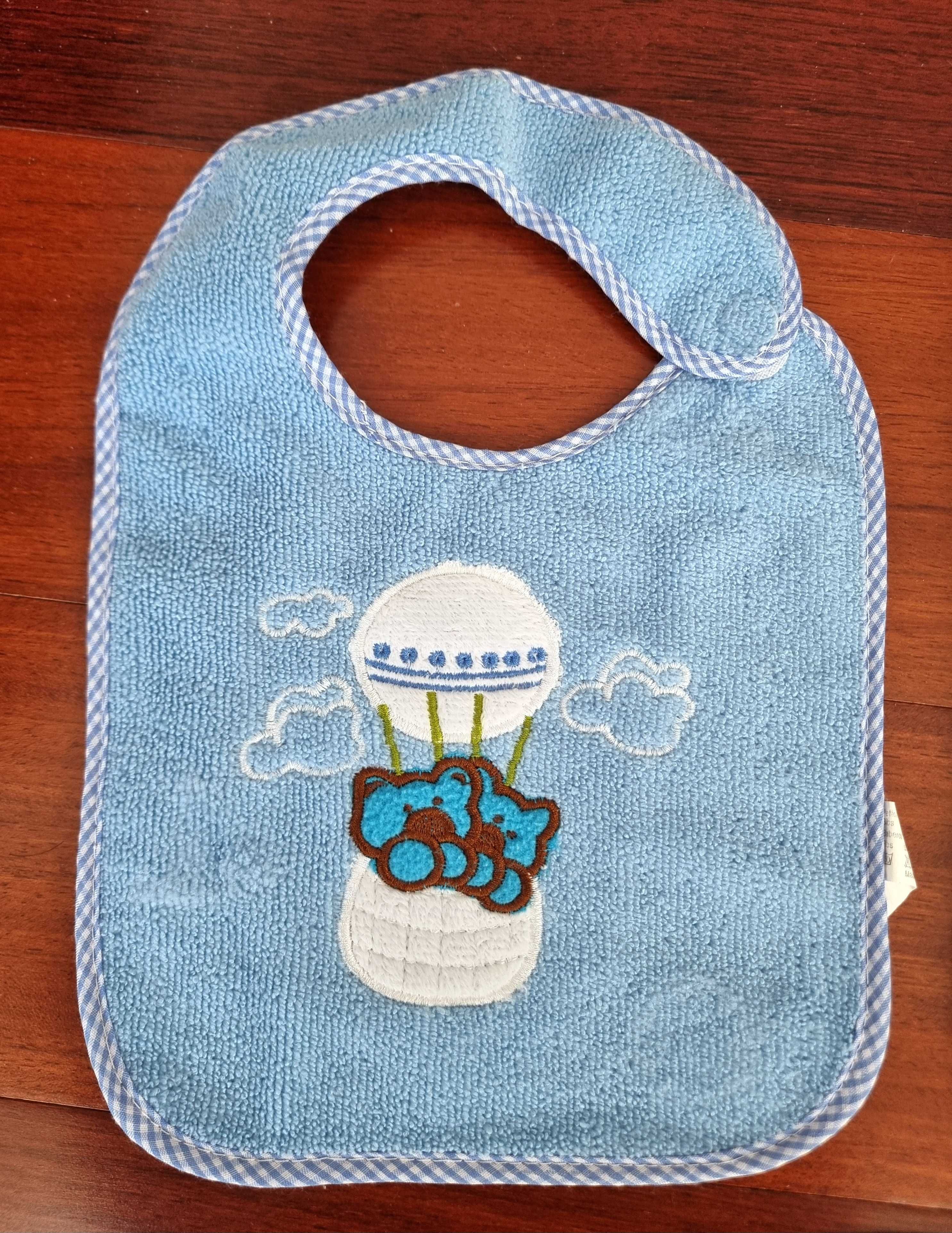 Conjunto de 3 babetes em tons de azul 80% algodão