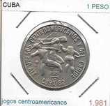 Cuba - - - 1 Peso - 1981 - - - Jogos Centroamericanos - - - Moeda
