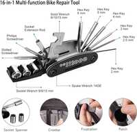 Zestaw narzędzi do naprawy rowerów 16 w 1 wielofunkcyjny zestaw Nowy