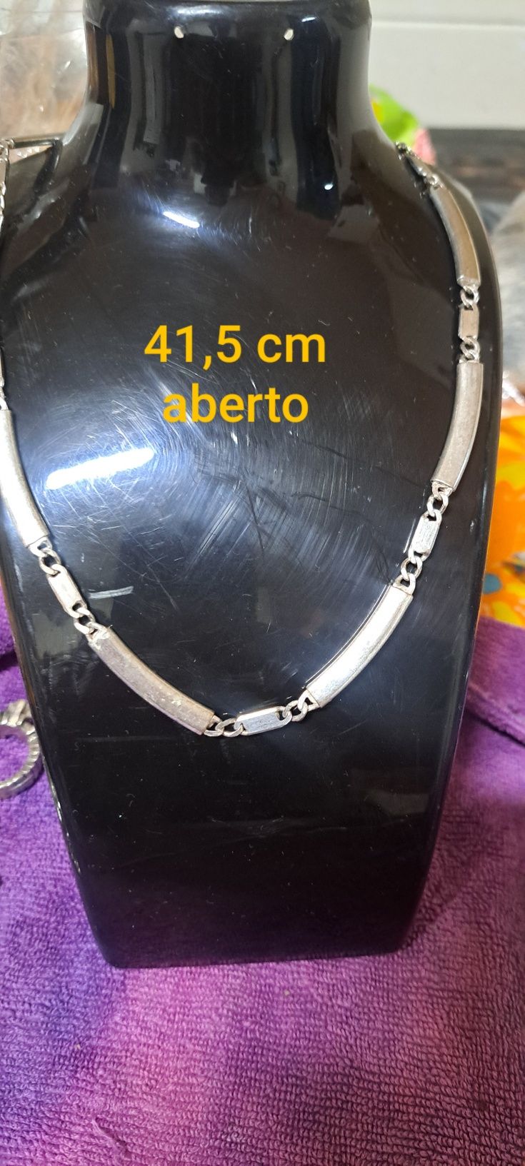 Conjunto em prata contrastada.pulseira e fio.