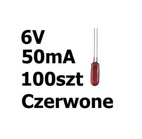 Żarówka miniaturowa czerwona 3x7mm 6V 50mA 100szt