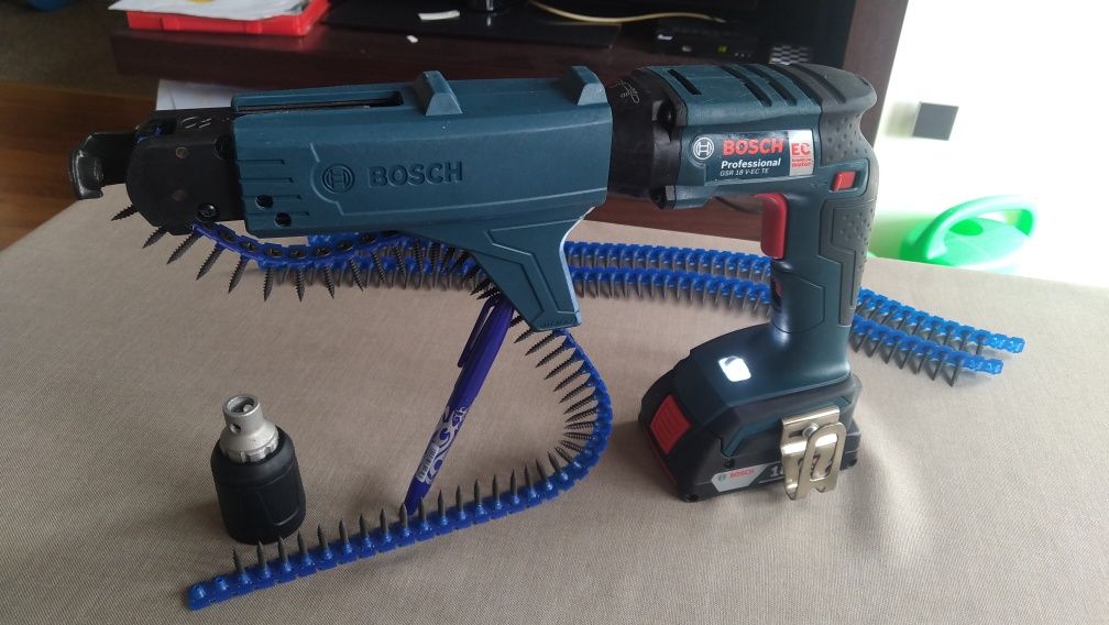 Bosch GSR 18 V-EC TE Wkrętarka do regipsow z magazynkiem głowicą