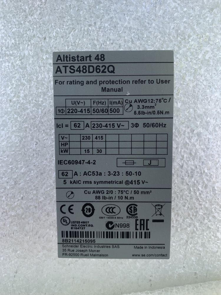 Частотний перетворювач Altistart 48 ATS48D62Q