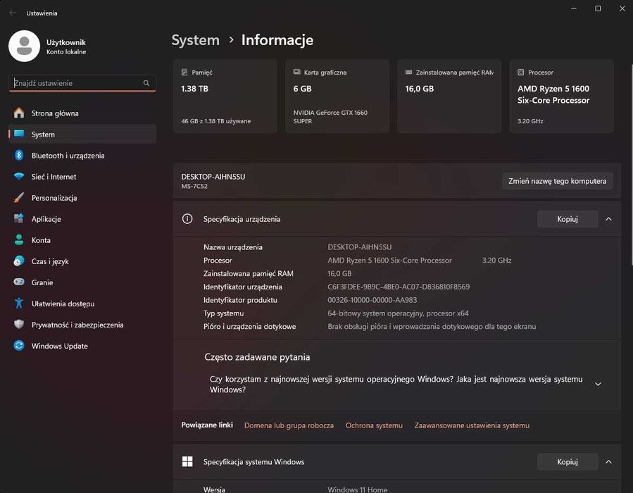 Komputer gamingowy do gier - Ryzen 5 | Nvidia | SSD | WiFi | Windows11