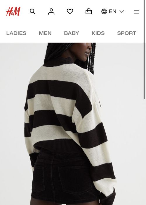 Кофта h&m divided в полоску, полосатий светр чорно-білий