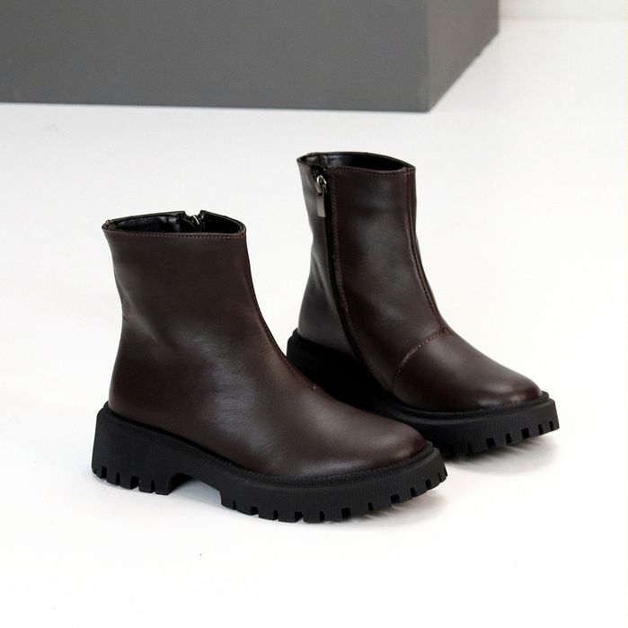 Жіночі черевики ботинки шкіряні Шоколад  зимові