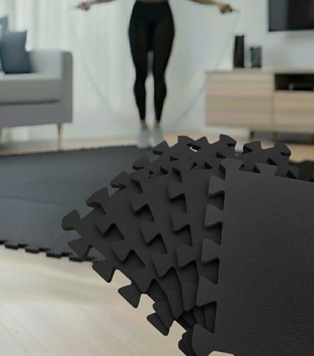 Czarna Mata Piankowa 1cm Puzzle do ćwiczeń ochronna sprzęt siłownia
