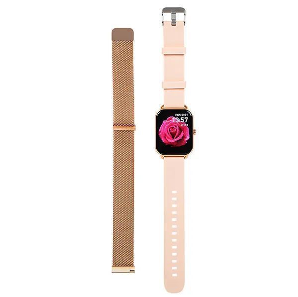 Zegarek damski smartwatch X16 funkcja rozmowy różowy + dodatkowy pasek
