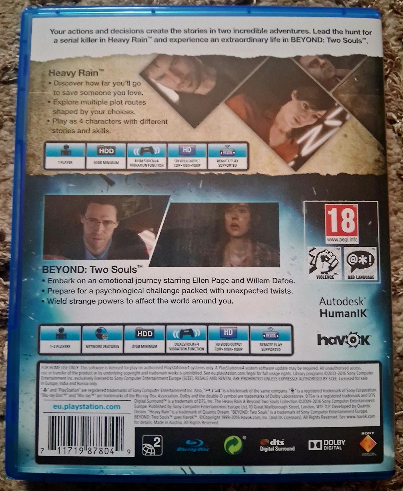 Диски на пс4 | ps4 | Heavy rain & beyond two souls