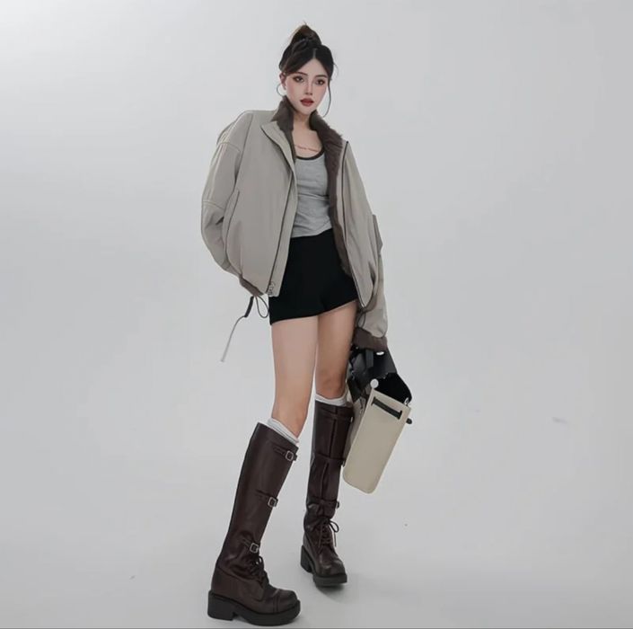 Двостороння парка жіноча Куртка шубка  кролик 2 в 1 | S M L