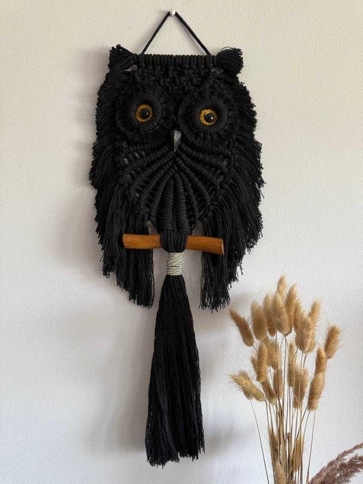 Makrama Czarna Sówka