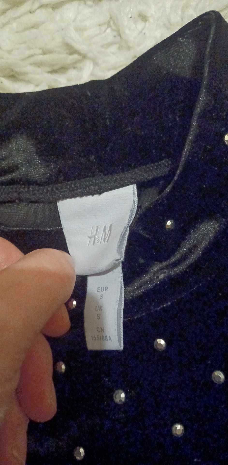 Welurowa sukienka h&m z dżetami S 36 czarna sylwester święta