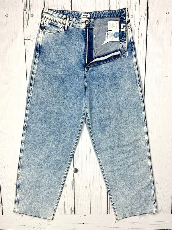 Wrangler Barrel Jeansy Damskie Straight Fit Wysoki Stan Logowane r. W3