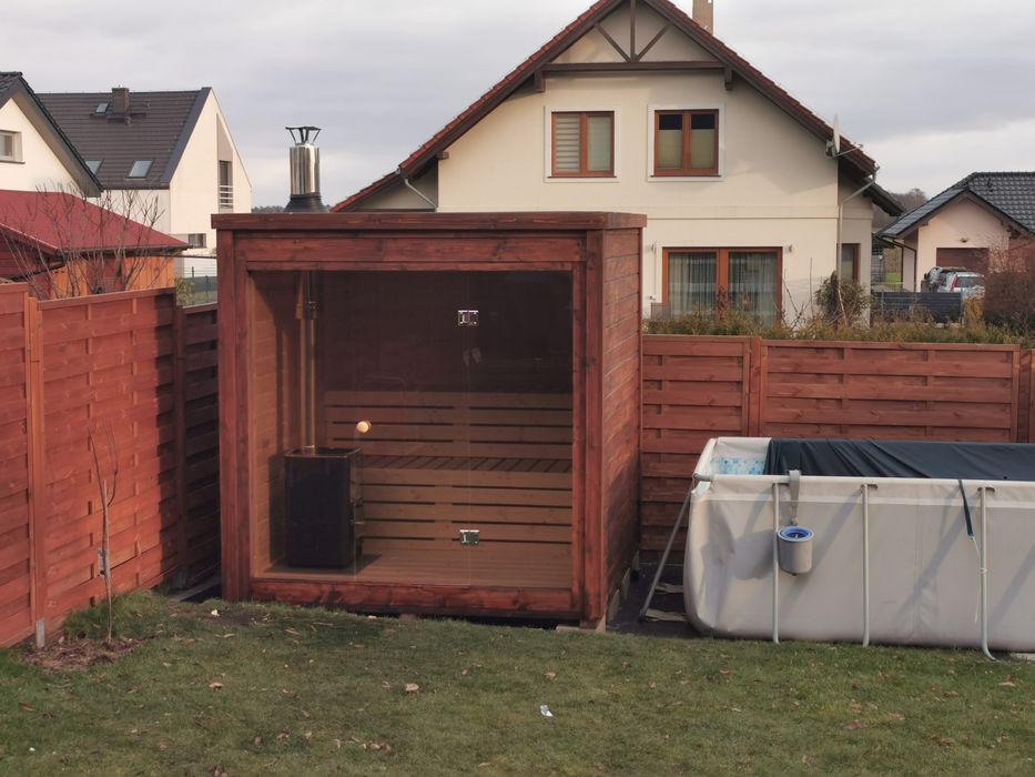 Sauna Ogrodowa 2,3x2,3m Ocieplona Ściana szklana + Piec Okazja