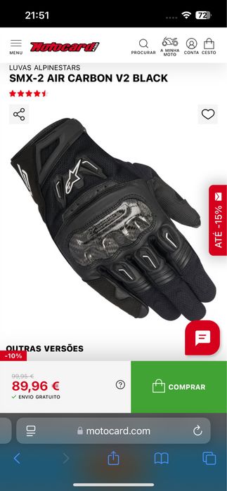 Luvas novas Alpine Star SMX-2 (envio à cobrança)