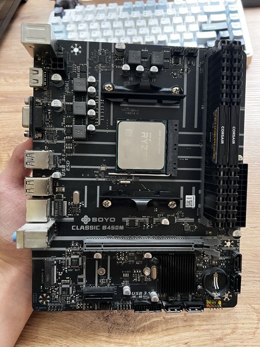 Коплект ryzen 5 5500 + soyo b450m + ddr4 16gb