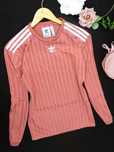 D Sportowa treningowa bluzka damska Adidas termo róż paski prosta L 40