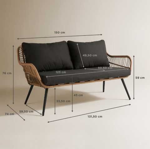 Conjunto Jardim 4 Peças | Sofá, Poltronas, Mesa – Como Novo!