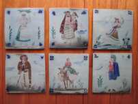 6 Azulejos Antigos Pintados à Mão
