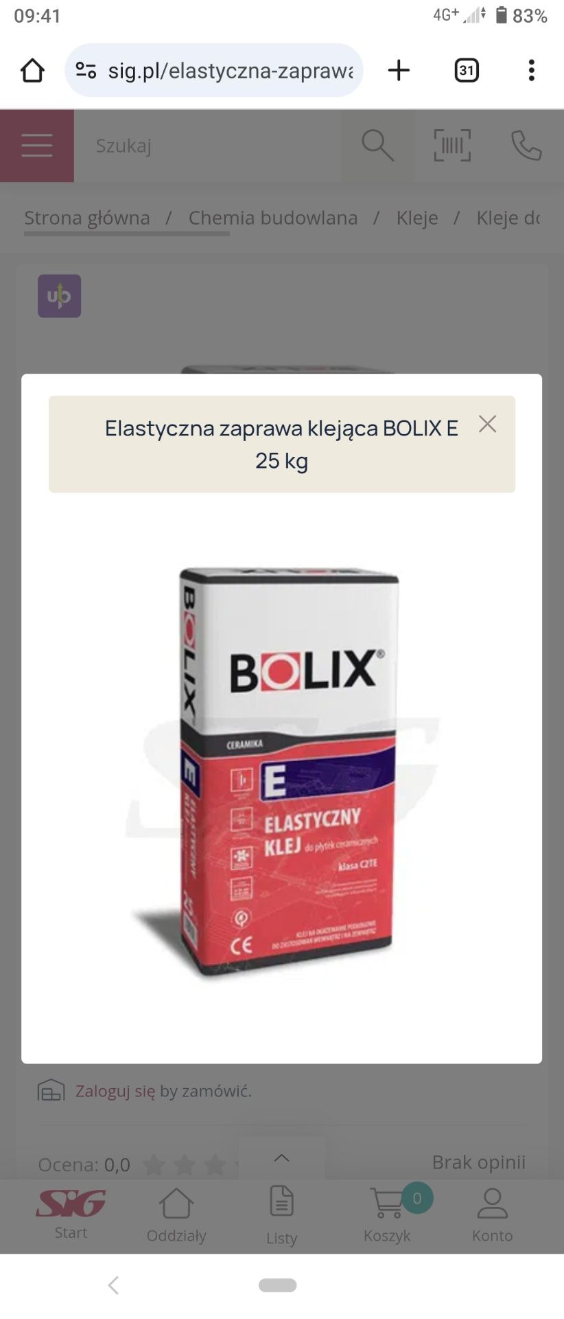 Klej do płytek 25 kg