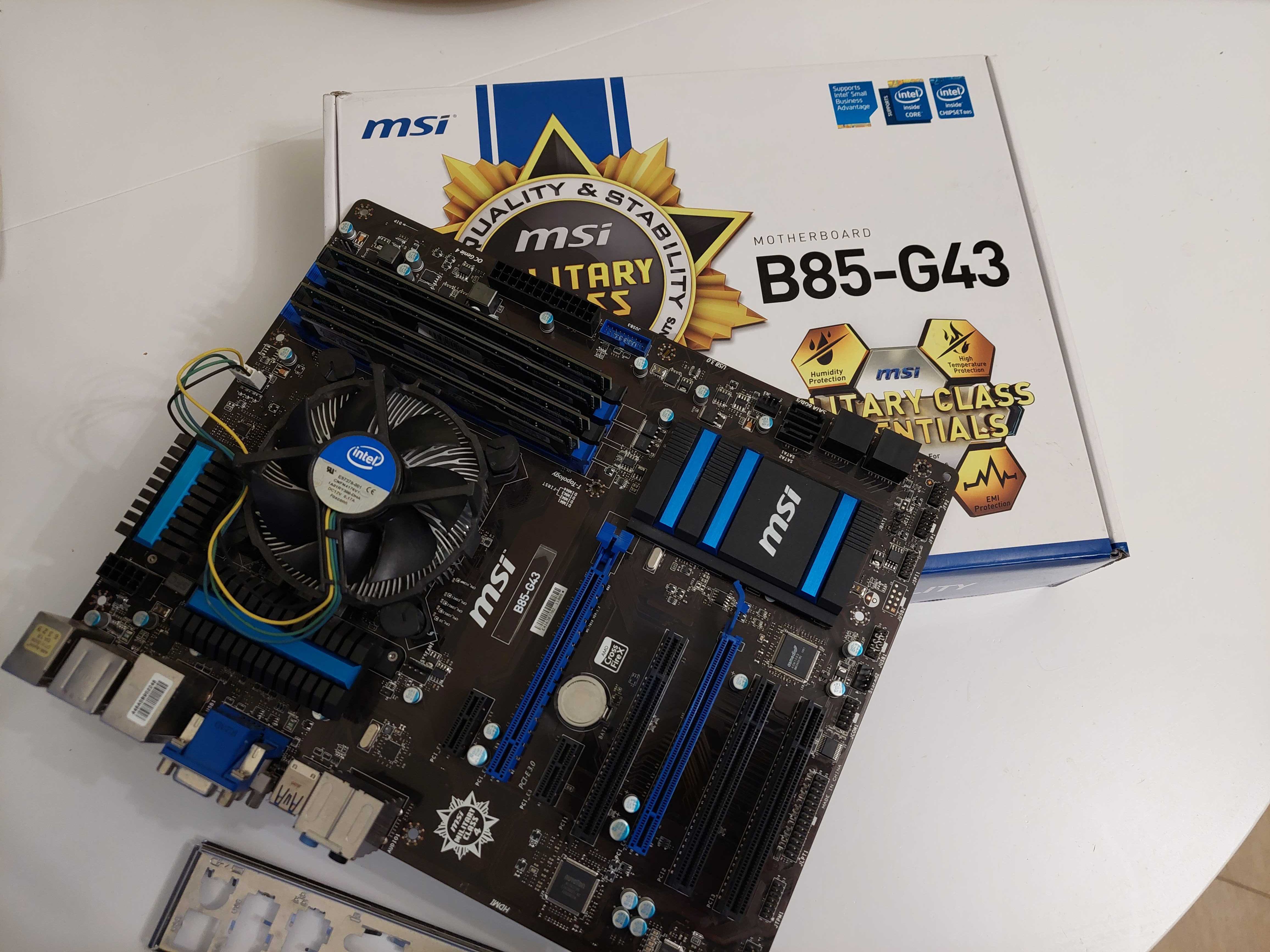 Płyta główna B85-G43 + Procesor i5-4460 + Ram 16gb oryg.pudełko