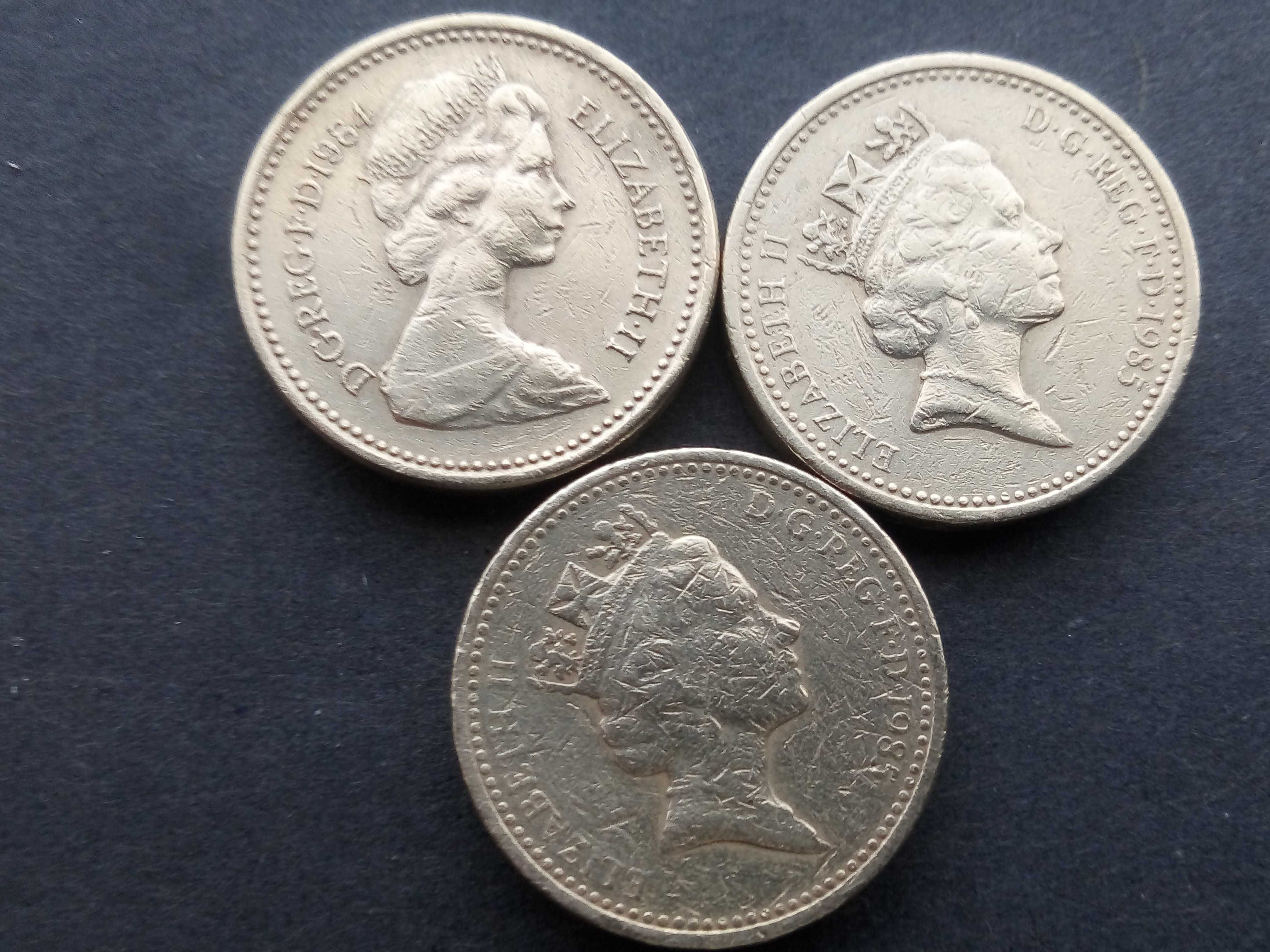 3 moedas de one pound 1984/85 Elizabeth II