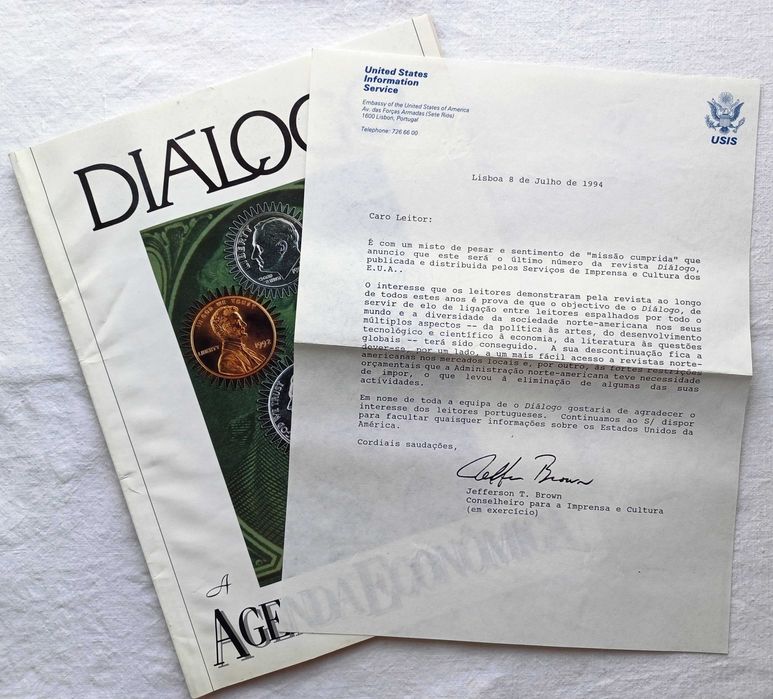 Último número da revista Diálogo da Embaixada dos EUA de 1994