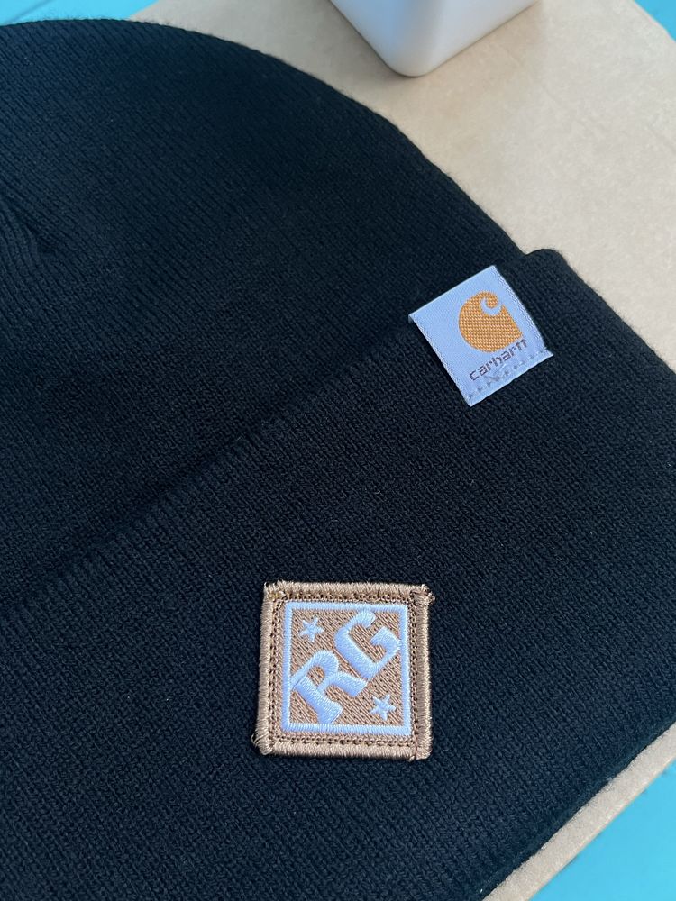 Шапка Carhartt Beanie, One size, черная шапка кархарт