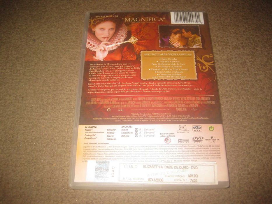 DVD "Elizabeth - A Idade de Ouro" com Cate Blanchett