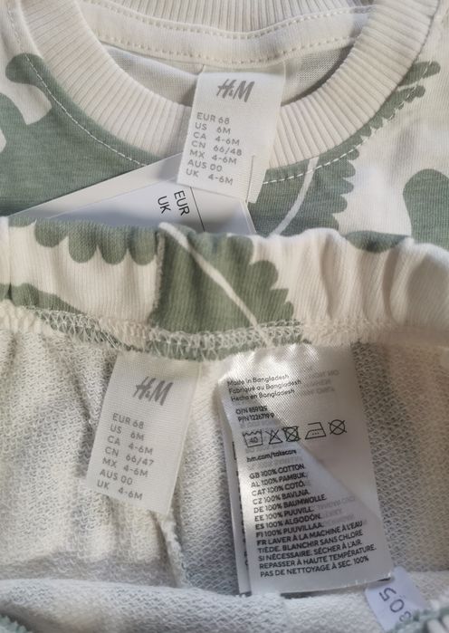Bawełniany komplet w dinozaury H&M roz. 68