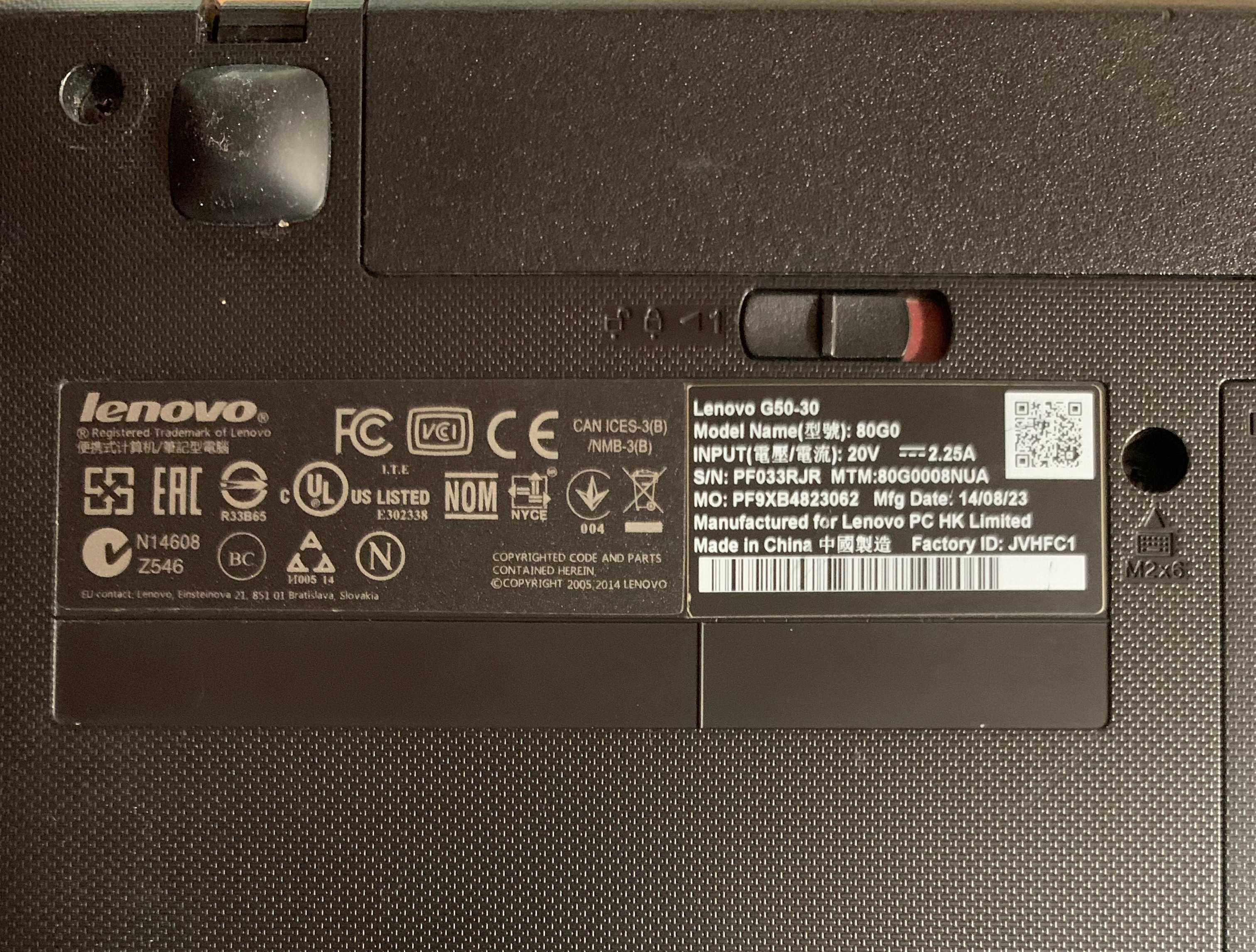 Ноутбук Lenovo G50-30 80G0008NUA 15.6" 1366x768 Intel 2.16 - 2.58 ГГц