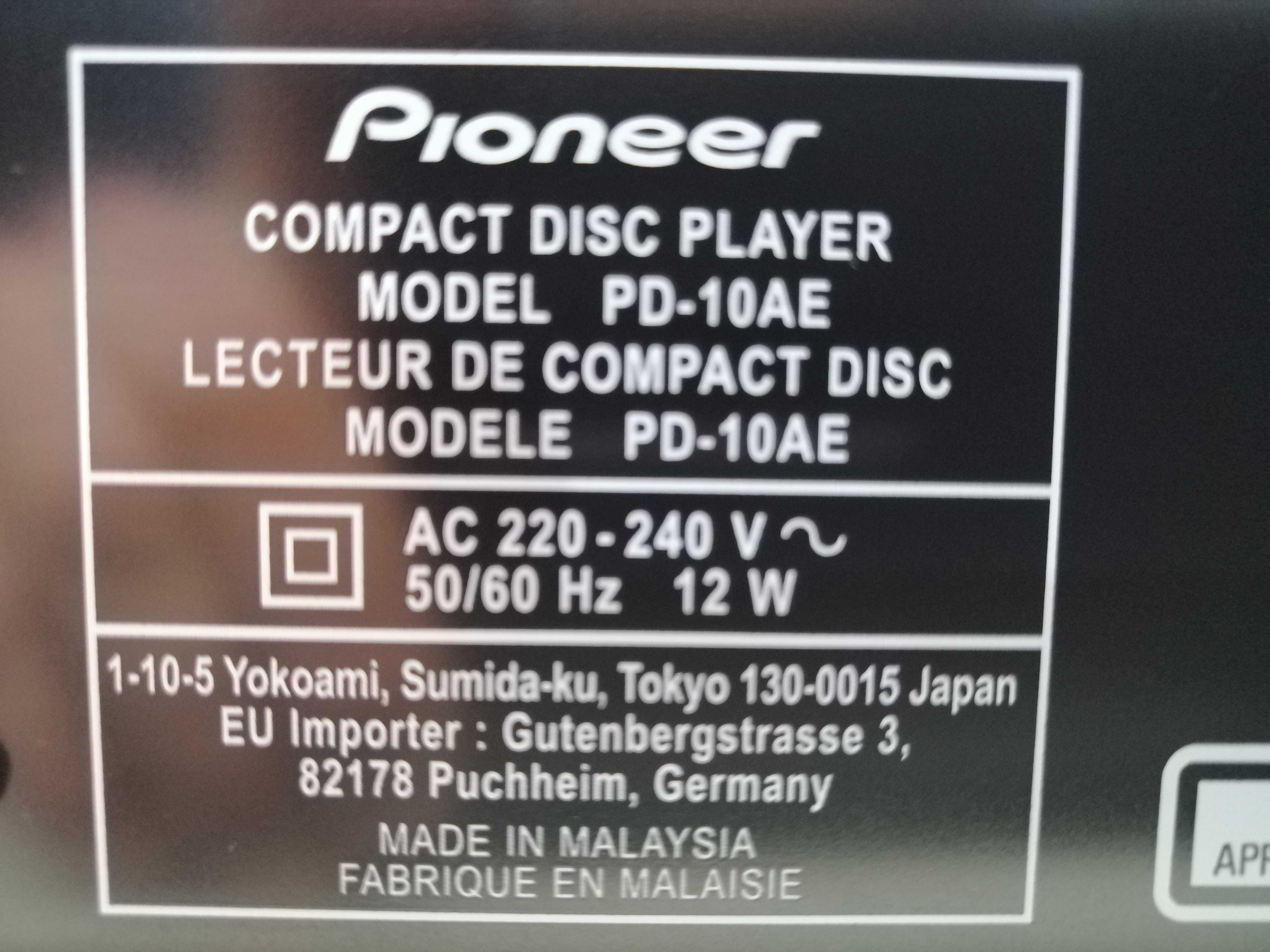 Odtwarzacz CD Pioneer PD-10AE + PILOT