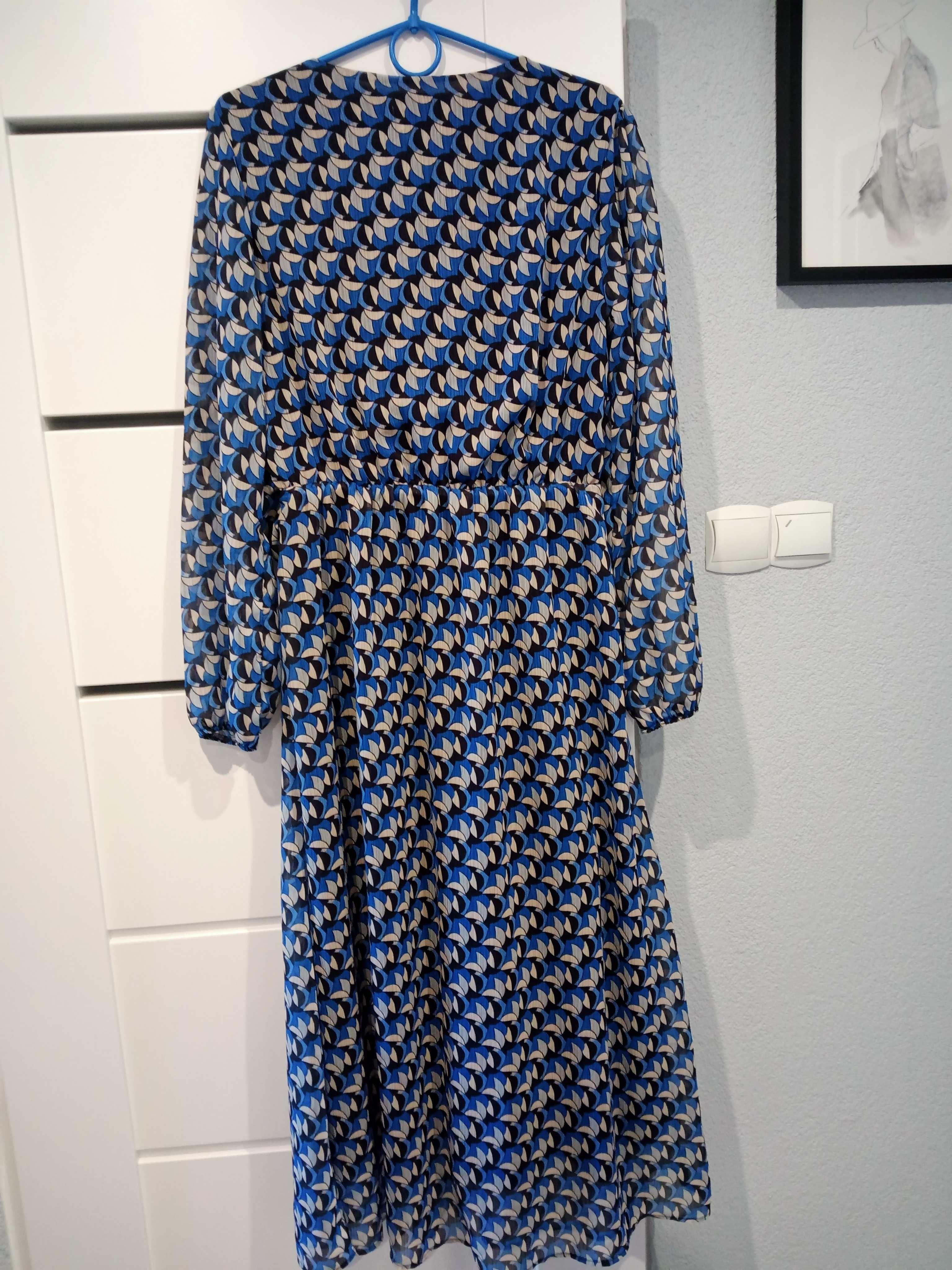 Reserved długa szyfonowa nowa wzorzysta sukienka 38