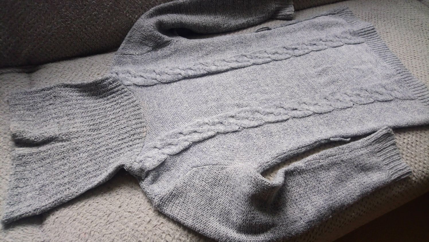 Sweter damski szary dlugi kolnierz X/XXL