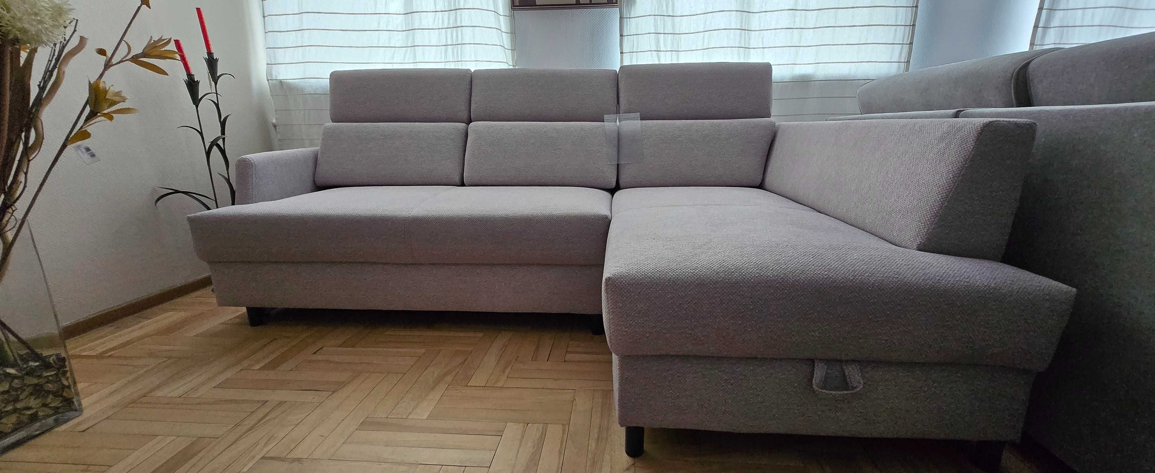 Narożnik 228x158 FIORE z funkcją spania i poj. szary