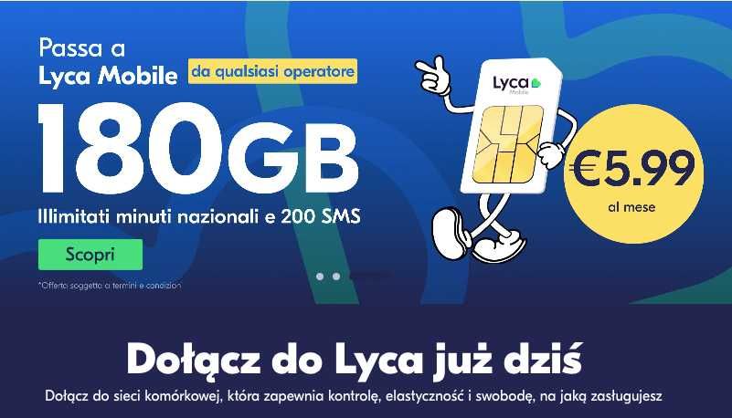 Lycamobile IT +39 Włoski Starter SIM PrepaidCard UE Roaming €0.00