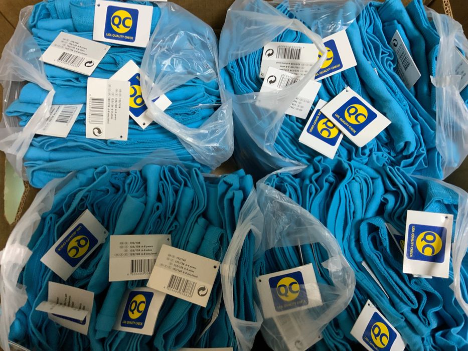 Spodnie dziewczęce dzwony bawełna niebieskie i różowe