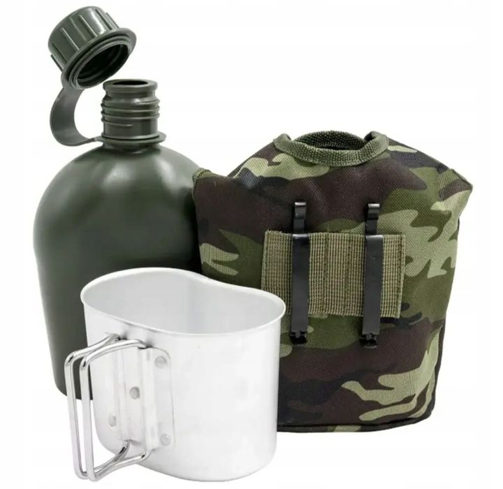 Manierka menażka 1L kubek bidon bukłak turystyczna wojskowa pokrowiec