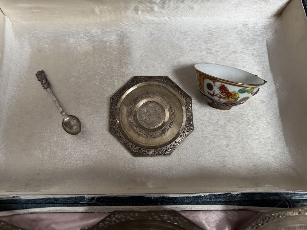 Старинный китайский сервиз в серебре