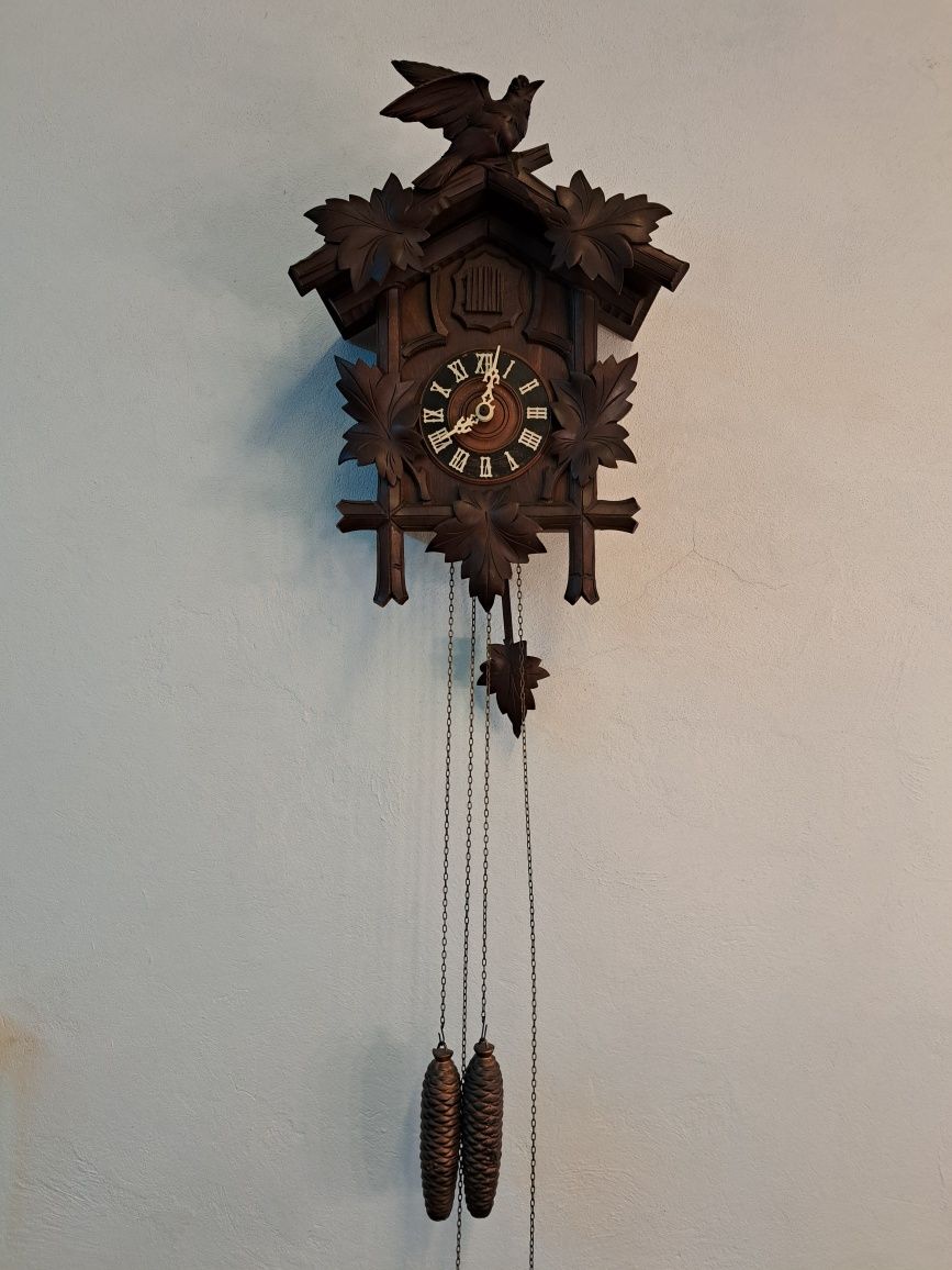 Zegar z kukułką Schwarzwald Rudolf Bauerle St. Georgen drewniany