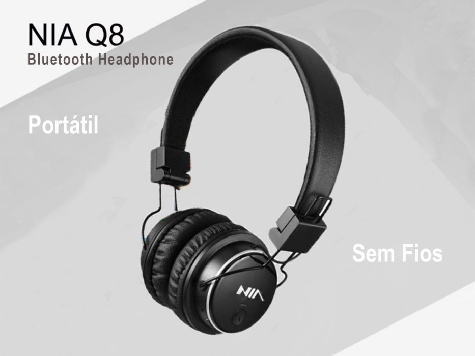 Headphone NIA Q8 Stereo Bluetooth, Música (cartão Micro SD), Rádio